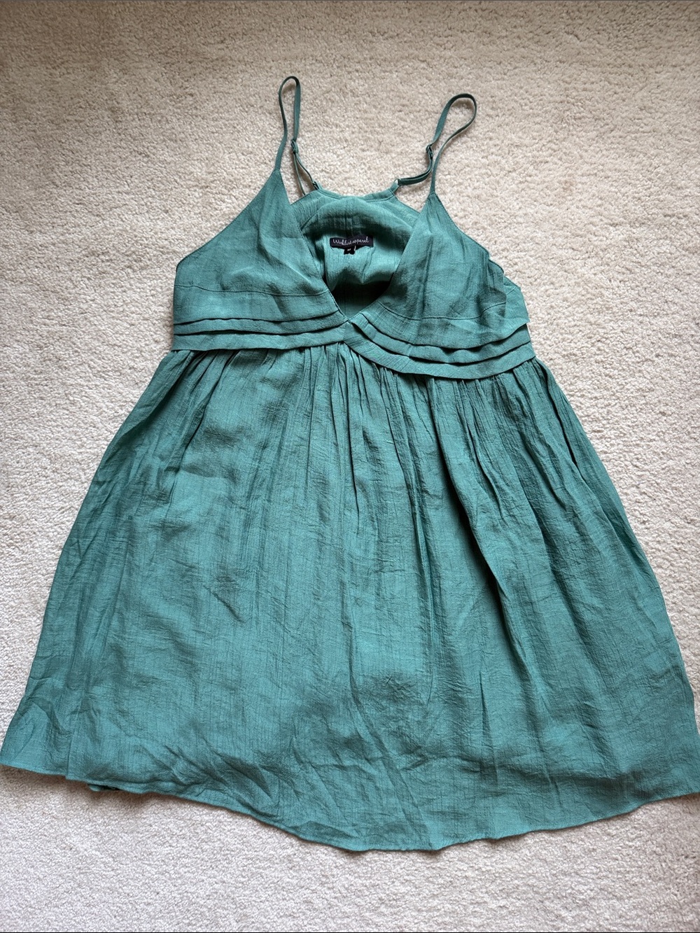 Teal Spaghetti-Strap Mini Dress